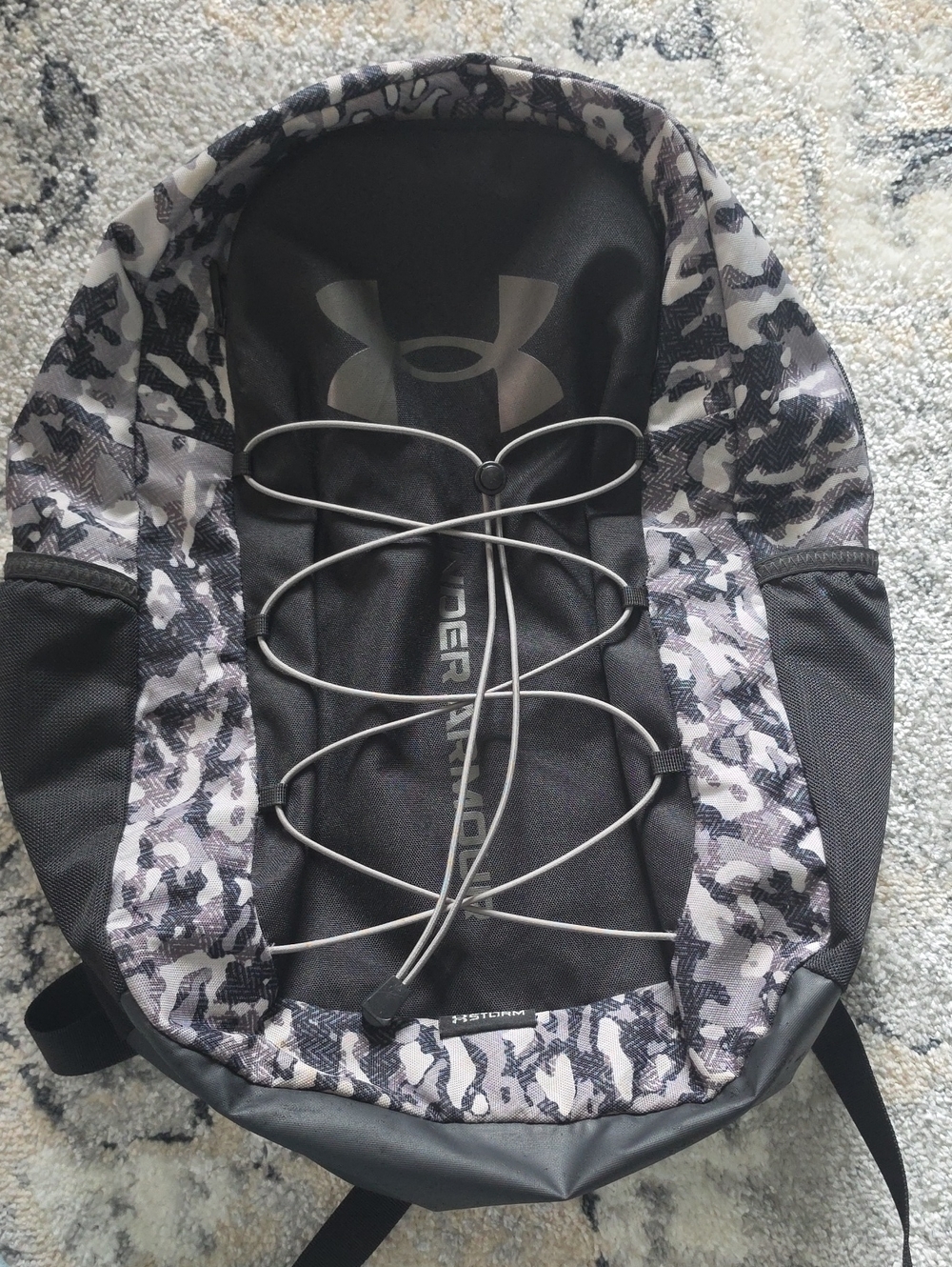 Under Armour Black & Gray Camouflage Bungee Backpack